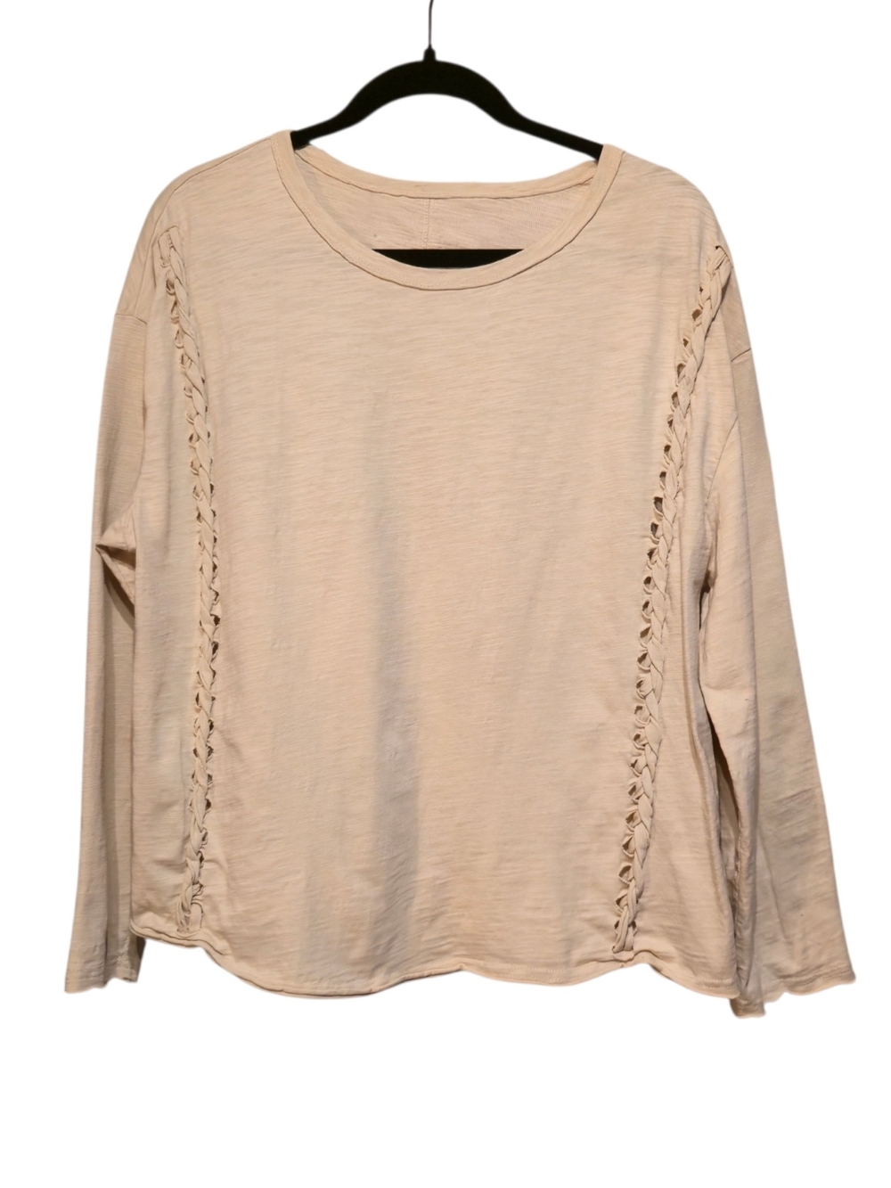 Source Unknown Cream Lace-Up Side Detail Long Sleeve Tee